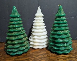 3 - Stonia Creations Christmas Tree Candles - Gold Glitter Holiday Decorations - Picture 1 of 8