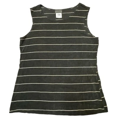 Camiseta sin mangas para mujer CITIKNITS camisola tejida a rayas blancas y negras talla S hecha en EE. UU. Foto 1 de 2