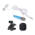 Mini Microphone Blue with Earphone, Mic Stand and Cover for Singing 1Pcs
