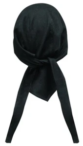 Solid Black Select Large Head Wrap Bandanna Sweatband Durag Biker Large - Picture 1 of 1