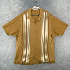 Michael Irvin 88 Shirt Mens 4XL Short Sleeve Button Up Brown w Knit Front - Picture 1 of 14