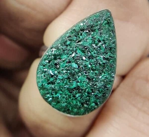 925 Sterling Silver Natural Pear Uvarovite Druzy Ring Handmade Statement Ring - Picture 1 of 12