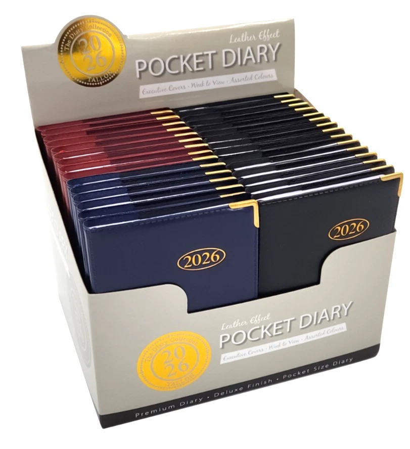 EVELAY LTD 30 x 2026 Pocket Week to view Diary School Office Year Softcover Diaries Joblot