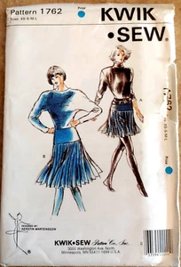 Kwik Sew 1762 Drop Waist Pleated Skirts  w/ 2 Lengths Above/ Below knee XS-S-M-L - Picture 1 of 7