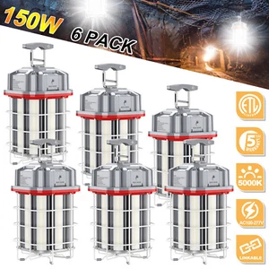 6 PACK 150W LED Work Portable Light Daylight Temporary Jobsite Construction 5K - Picture 1 of 11