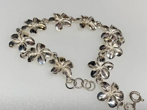 Sterling Silver 925 Bracelet Jewellery Flowers 10.31g - Picture 1 of 8