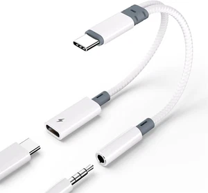 USB C to 3.5Mm Headphone and Charger Adapter,2 in 1 Aux to USB C Audio Jack with - Picture 1 of 7
