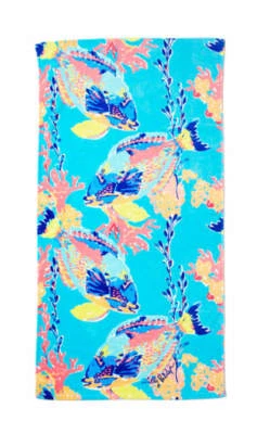 Pool Party! Lilly Pulitzer GWP BEACH TOWEL Shorely Blue Sandstorm 30" x 60" - Image 1 of 4