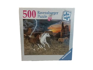 Ravensburger 500 Pc Jigsaw Puzzle Thunder Run Wild Horses American Southwest New - Picture 1 of 9