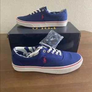 Polo Ralph Lauren Keaton PONY MEN'S CANVAS COLOR BRIGHT BLUE SIZE 12D NIB - Picture 1 of 4
