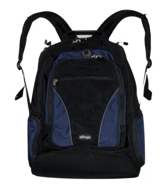 eBAGS TRAVEL 笔记本电脑镶边背包 EB2066-19.5 黑色/蓝色和橙色内饰 — 第 1/4 张图片