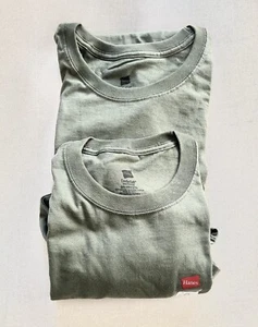 Paquete de 2 camisetas de cuello redondo Hanes para hombre ComfortSoft de algodón de peso pesado verde 2XL - Imagen 1 de 4