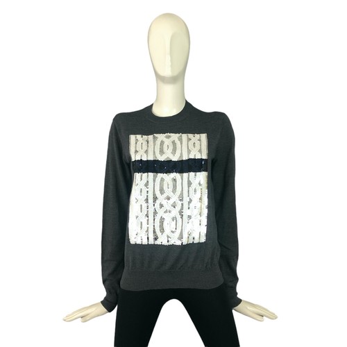 Maglione maglione Christian Dior donna CD paillettes grigio lana taglia S M