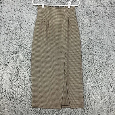 Vintage Rampage Maxi Skirt Juniors 5 Black Ivory Houndstooth Y2K 90's Slit USA - Image 1 of 4