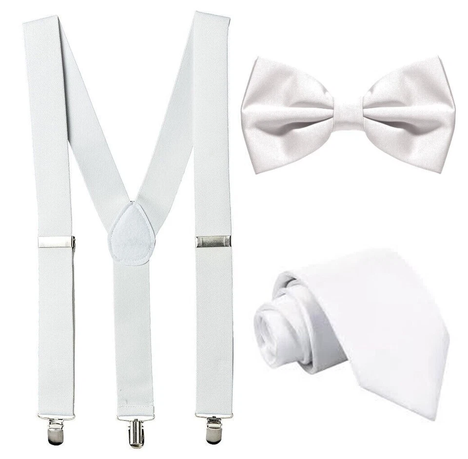 Белый галстук-бабочка подвеска скобы длинный галстук выбрать свадьбы выпускного унисекс вечеринки - Изображение 1 из 1