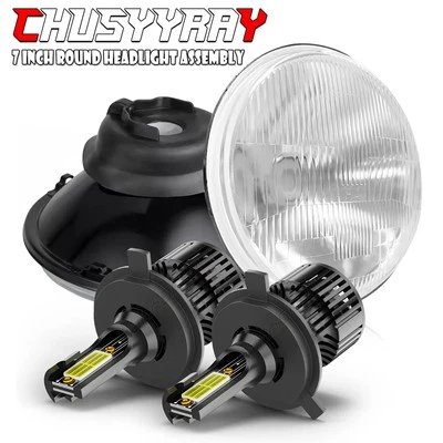 For 1970-1995 Land Rover Range Rover Classic DOT 7" Round Black LED Headlights - Image 1 of 4