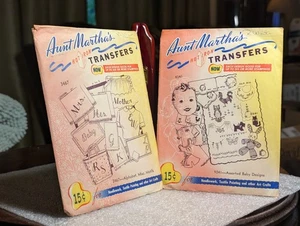 Vtg 2 Aunt Marthas Hot Iron Transfers Baby Designs 9241 Alphabet Motiff 3467 - Picture 1 of 5