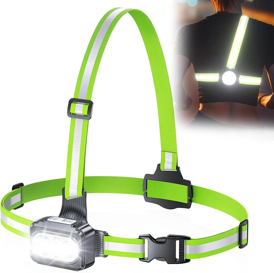 ‎ROLGNO Rolgno Lauflicht, 500 Lumen Lauflampe Joggen mit Reflektoren, 7 Modi & 45°