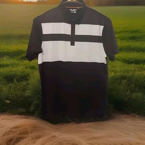 Sligo Adult Mens 2XL XXL Black White Short Sleeve Polo Golf Shirt - Picture 1 of 7