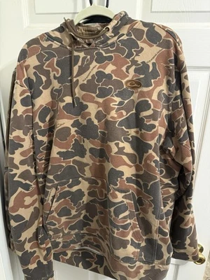 Drake Waterfowl Mens Hoodie Pullover Fleece Sweatshirt  XL Old School Camo Duck - Image 1 of 3