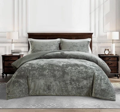Chezmoi Collection Lux Distressed Velvet 3-Piece Lush Plush Velvet Comforter Set - Image 1 of 4
