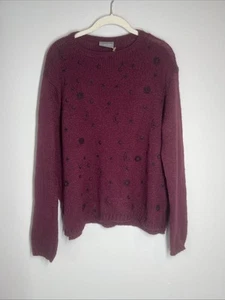 Wooden Ships lässiger Pullover burgunderrot Mini Sterne Sonne Mond Mohair Wolle S/M - Bild 1 von 5