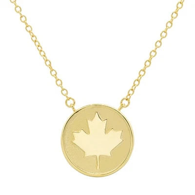 Collar Colgante Hoja Arce Chapado en Oro 18K, Joyería Bandera Canadiense, Regalo Canadá Foto 1 de 4