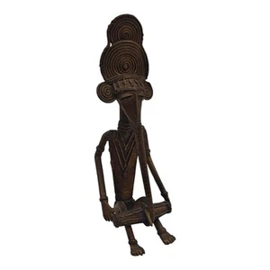 Vintage Bell Metal Bastar Tribal Art Ganesha Statue Playing Instrument - Picture 1 of 7