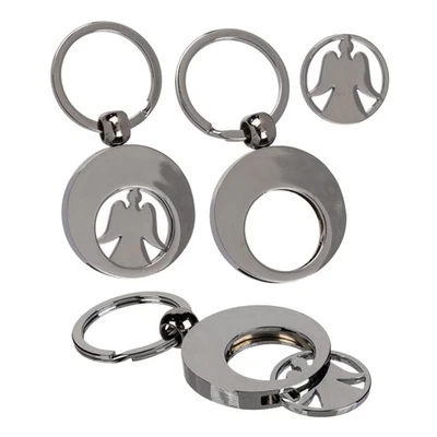 OOTB Schlüsselanhänger Schutzengel Engel Einkaufschip Edelstahl Einkaufswagen Chip