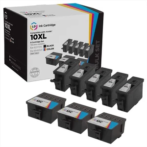 LD 8 Pack 8237216 10XL Black Color Ink Cartridge Set for Kodak Printer - Picture 1 of 9