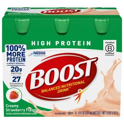 Nestle Boost High Protein Balanced Nutritional Drink Creamy Strawberry 8 oz 6 Ct - Image 1 of 3