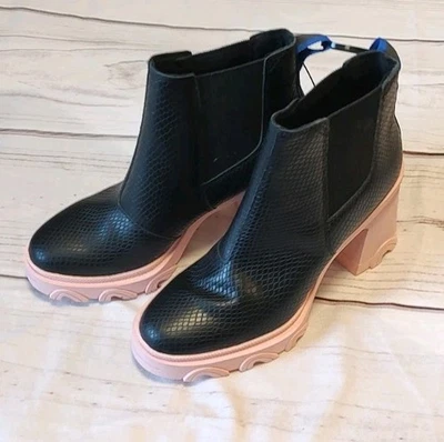 Botas Chelsea SOREL Brex Tacón Mujer 6.5 Negro Rosa Impermeable Gruesa Plataforma Foto 1 de 4
