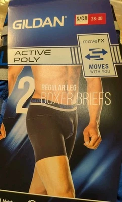 Gilden Active Poly Boxer Briefs, Regular Leg, 2 Pack, S/CH 28-30 - Image 1 of 2