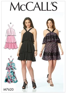 McCall's Pattern M7620 Misses Halter Flounce Tiered Dresses with Strap Sz 12-20 - Picture 1 of 9