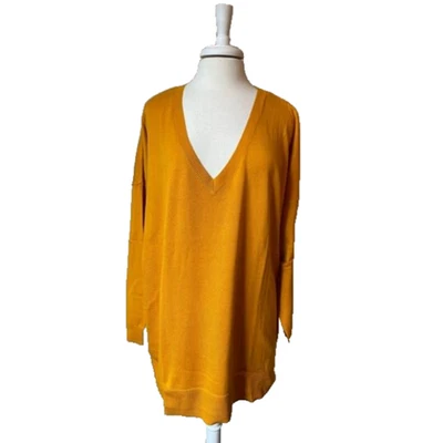 Woman Within NWOT V Neck Long Sleeve Sweater Women's 2X Mustard Yellow Preppy  - Image 1 of 4