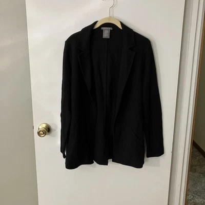 Matty M Ladies' Knit Boyfriend Blazer, Black, Small - Image 1 of 4