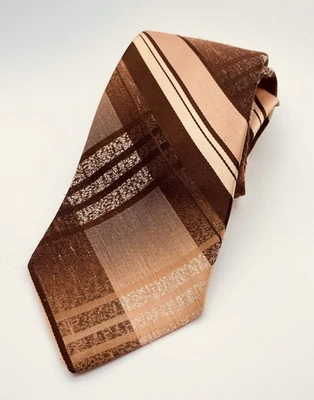 Vintage 70's Warm Tone Striped Regal Designer Collection Polyester 4" x 56" - Image 1 of 3