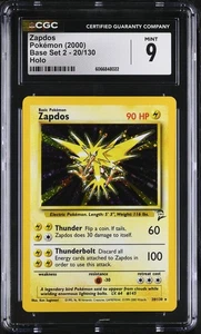CGC 9 MINT Zapdos 2000 Base Set 2 20/130 Holo Pokemon Card - Picture 1 of 2