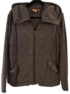 Merrill Wms  Soft Fleece Full Zip Long Sleeve Hoodie Jacket Size L Gray Stretch - Image 1 of 4
