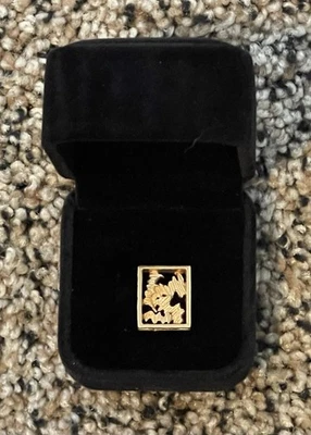 14K  YELLOW GOLD  STYLIZED NUGGET STYLE VINTAGE TIE TACK/LAPEL PIN - Image 1 of 4