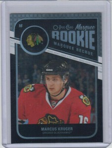 11/12 OPC Chicago Blackhawks Marcus Kruger Black Rainbow RC #592 Ltd #74/100