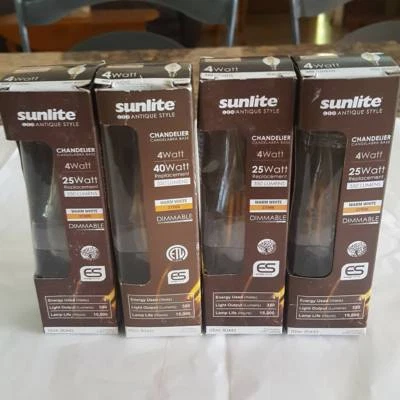 4 Pk Sunlite Antique Filament LED 4 Watt 2700K E26  80442 Base Chandelier Bulbs - Image 1 of 4