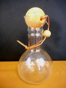 Danish Style Pyrex Glass Wine Decanter Carafe Cork Ball Stopper Mid Century - Picture 1 of 9