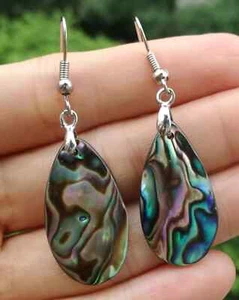 Beautiful! Natural Abalone Shell Teardrop Earrings! FREE SHIPPING IN THE USA! - Picture 1 of 1