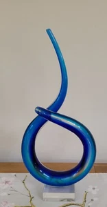 Vintage Large Murano Art Glass Abstract Sculpture Love Knot Aqua blue/green 15in - Picture 1 of 2