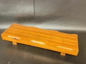 Beautiful Rustic Vintage Hand Crafted Wooden Cribbage Board Stained Oak Large - Picture 1 of 9