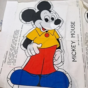 Cut & Sew Mickey Mouse Panel Pillow Plush Doll Vintage Walt Disney 19" X 10" - Picture 1 of 3