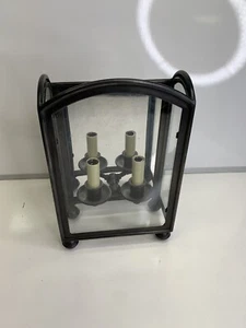 Glass And Wrought Iron Wall Sconce Light Lantern Lamp Gothic Outdoor Wall Sconce - Picture 1 of 8