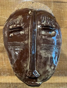 African 90s Vintage Ceramic Clay Mask Face RARE Africa Tribe Art - Picture 1 of 7