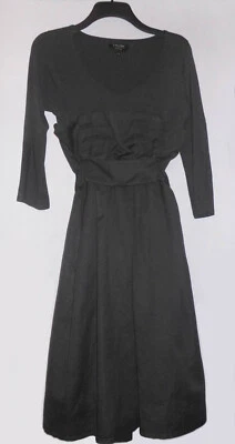 'S MAX MARA хлопок льняной с длинными рукавами Dk серый платье с карманами L Великобритании 10 12 - Изображение 1 из 4